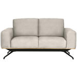 2-SITZER-SOFA in Struktur Creme  - Creme/Schwarz, Design, Holz/Textil (166/85-104/95cm) - Novel