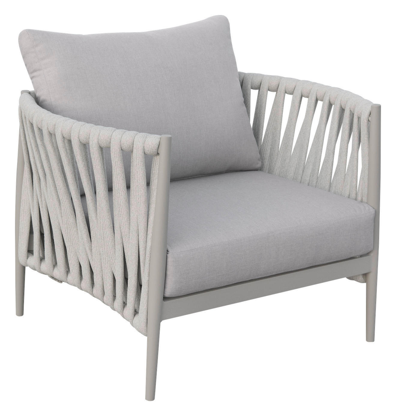 LOUNGESESSEL Hellgrau Aluminium  - Hellgrau, Design, Textil/Metall (91/81/68cm) - Amatio