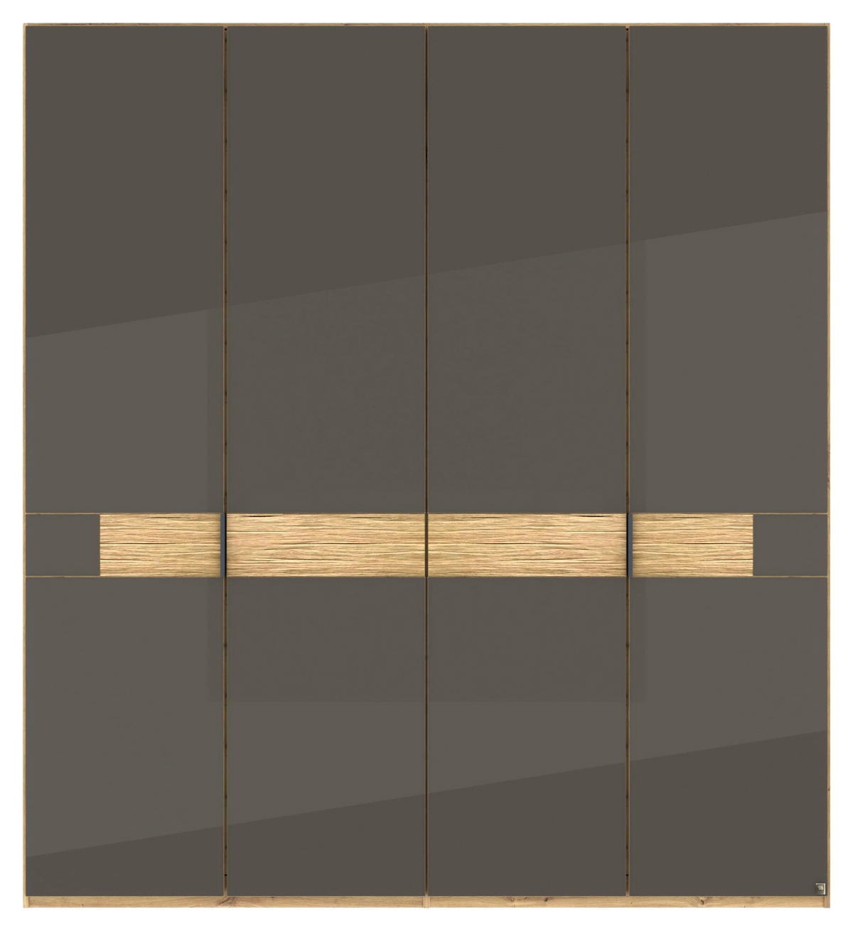 DREHTÜRENSCHRANK 200/216/58 cm,  in Braun, Eiche Bianco, 4 Tür(en)  - Schieferfarben/Eiche Bianco, Design, Glas/Holz (200/216/58cm) - Musterring