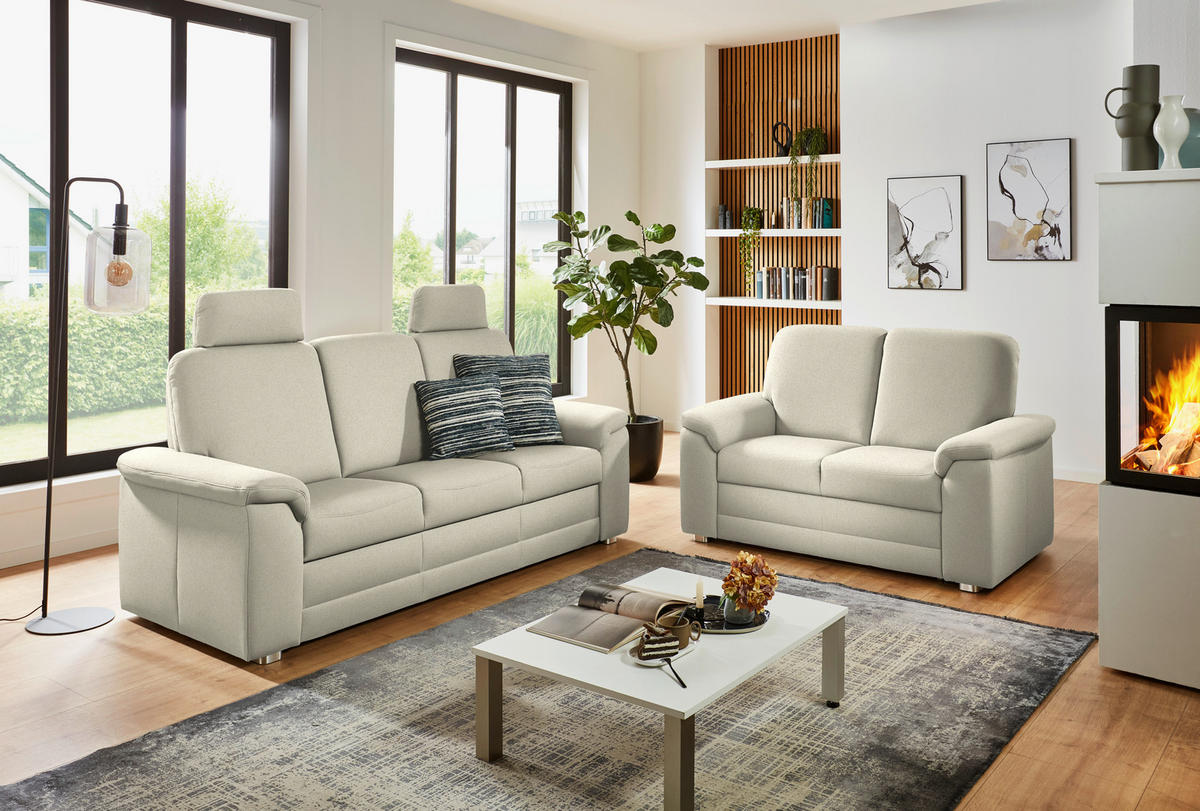 SITZGARNITUR Chenille Silberfarben  - Silberfarben/Alufarben, Konventionell, Textil/Metall (208/156/96/89cm) - Beldomo Comfort