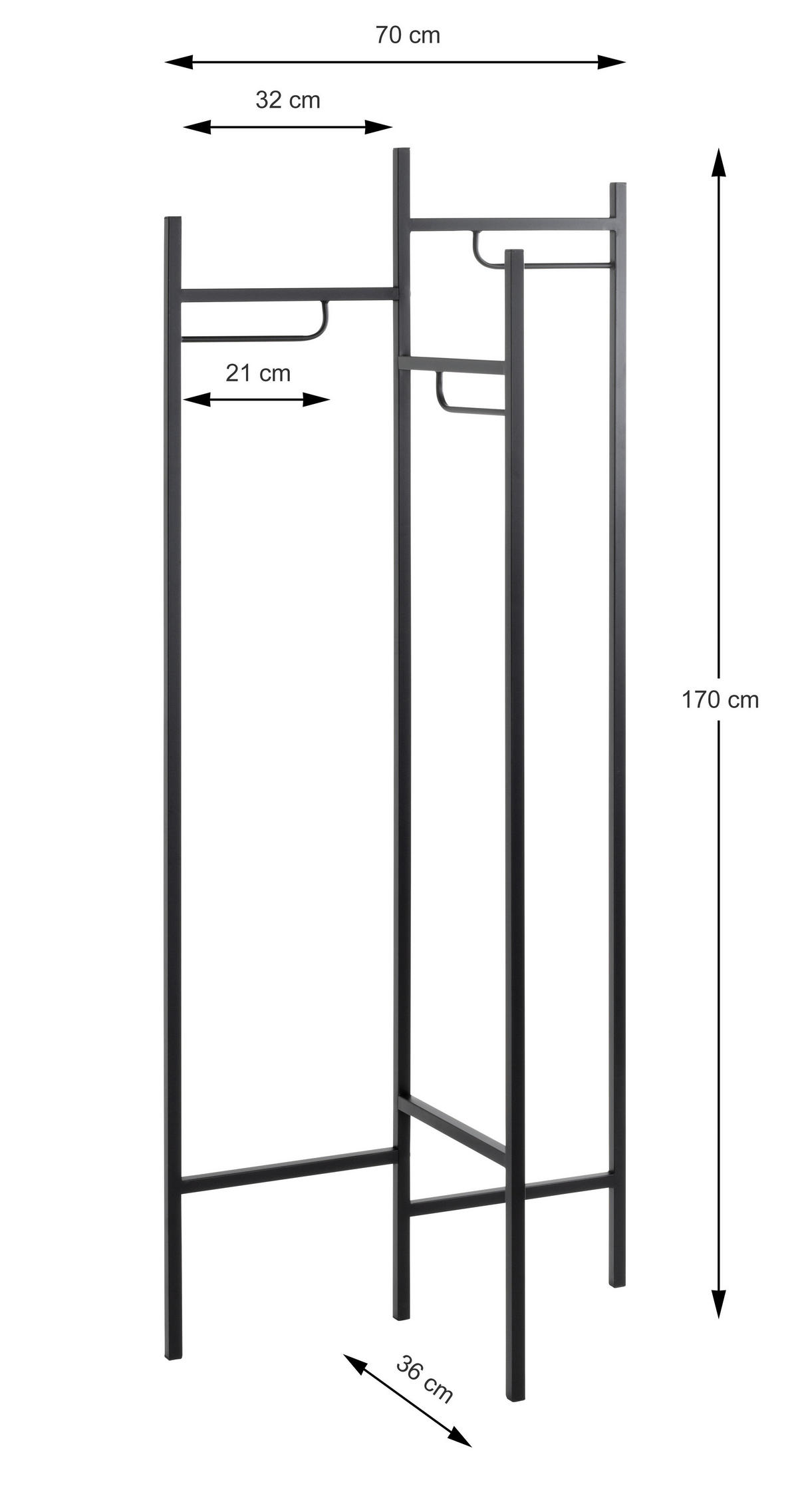 ŠATNÍ STOJAN - černá, Design, kov (70/170/36cm)
