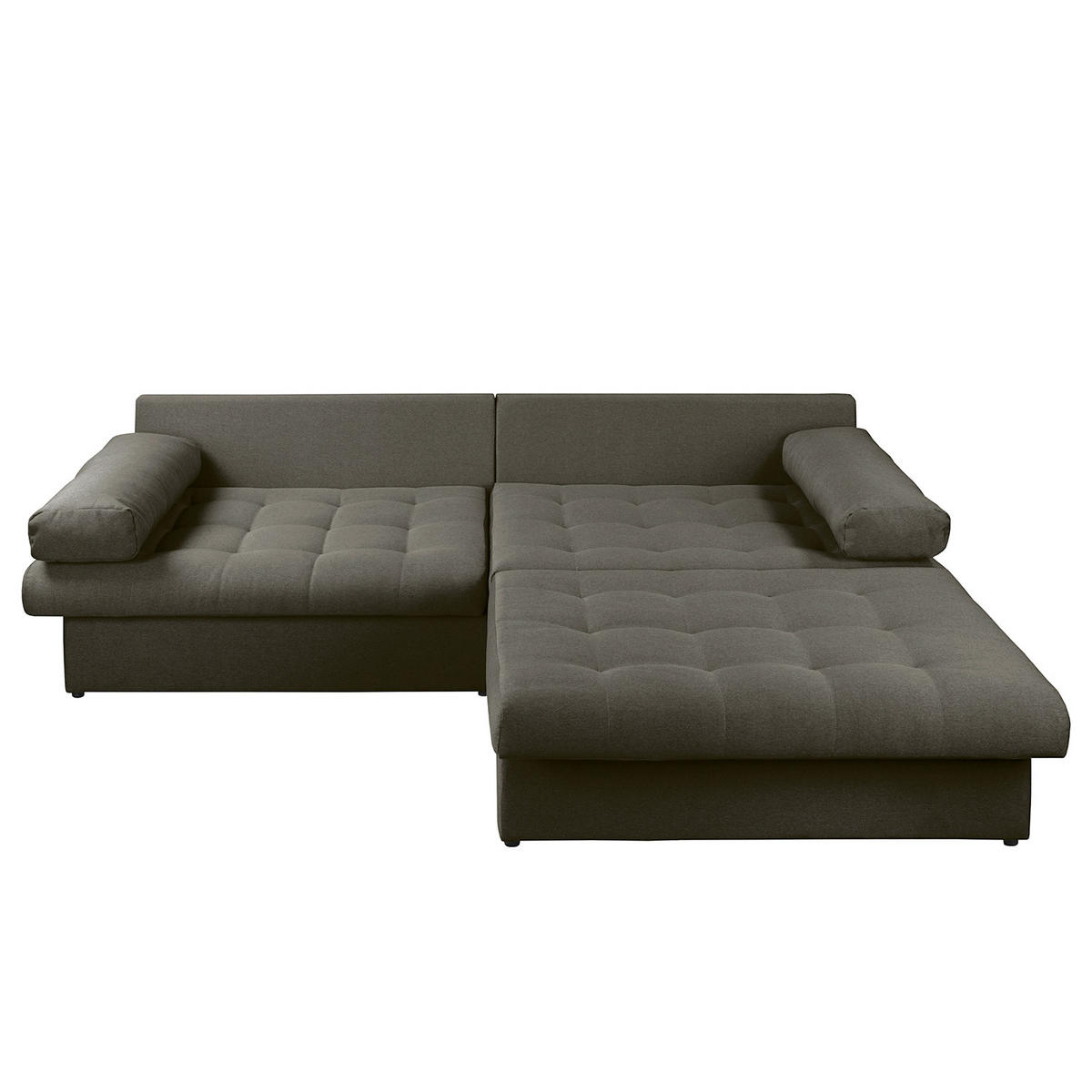ECKSOFA Naomi in Mikrofaser Dunkelgrau Rückenkissen  284/243 cm  - Dunkelgrau/Schwarz, Design, Kunststoff/Textil (284/243cm) - P & B