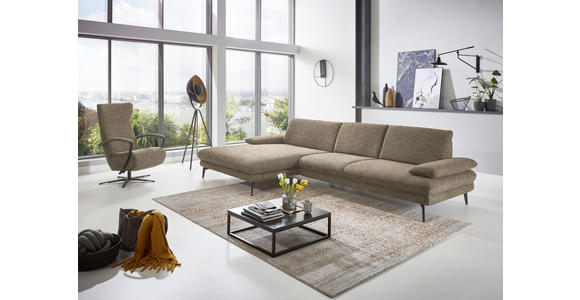 ECKSOFA in Chenille Braun, Grün 180/310 cm - Schwarz/Braun, Design, Textil/Metall (180/310cm) - Dieter Knoll