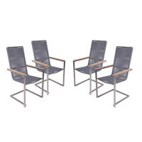 GARTENSTUHL-SET Holz, Metall, Kunststoff Anthrazit, Braun, Silberfarben  - Anthrazit/Silberfarben, Basics, Holz/Kunststoff (61/108/56cm) - Gardenson