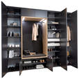 GARDEROBE 7-teilig  in 260/233/59 cm  - Eichefarben/Anthrazit, Design, Holzwerkstoff/Textil (260/233/59cm) - Moderano