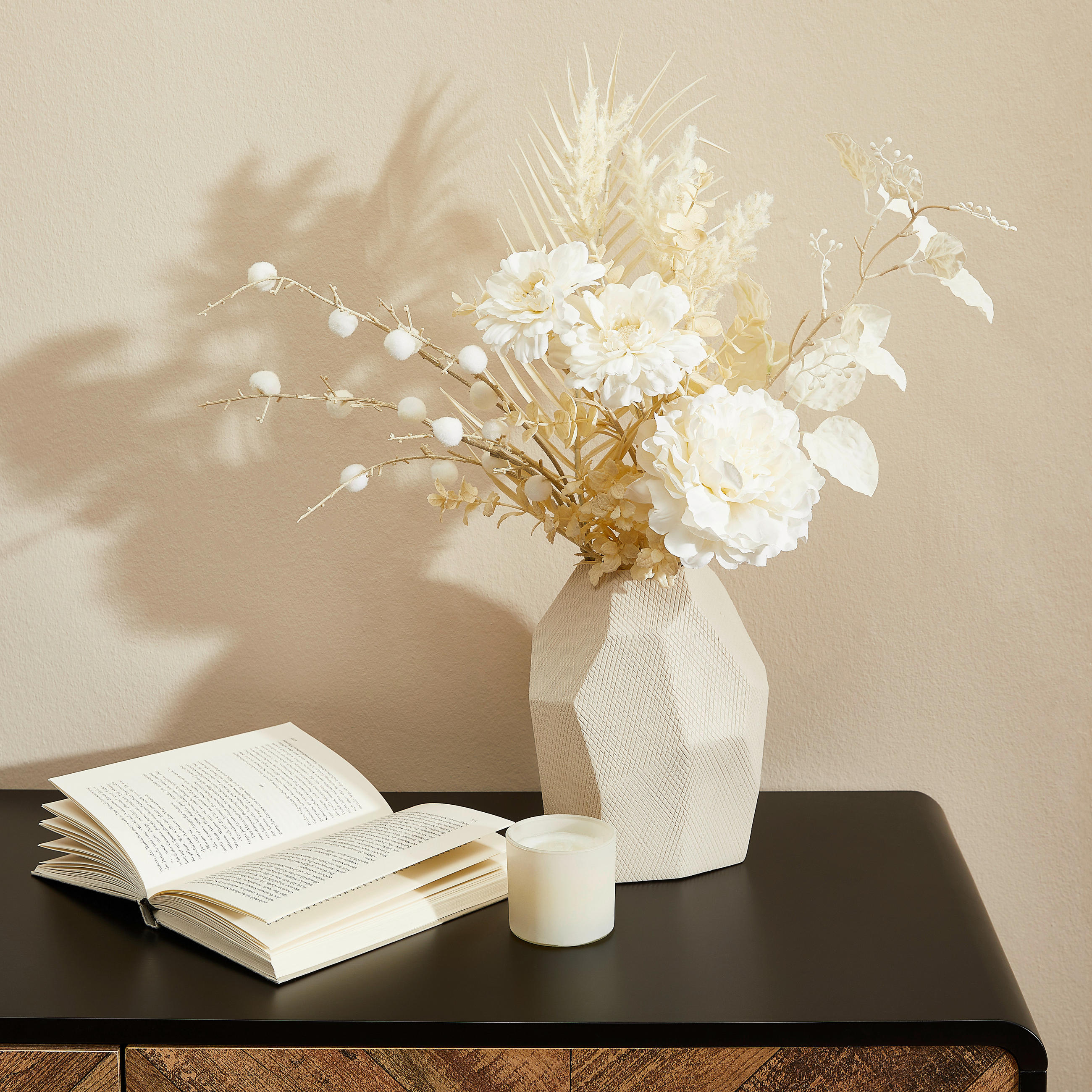 PFINGSTROSE Pfingstrose  - Creme/Braun, Trend, Kunststoff (58cm)