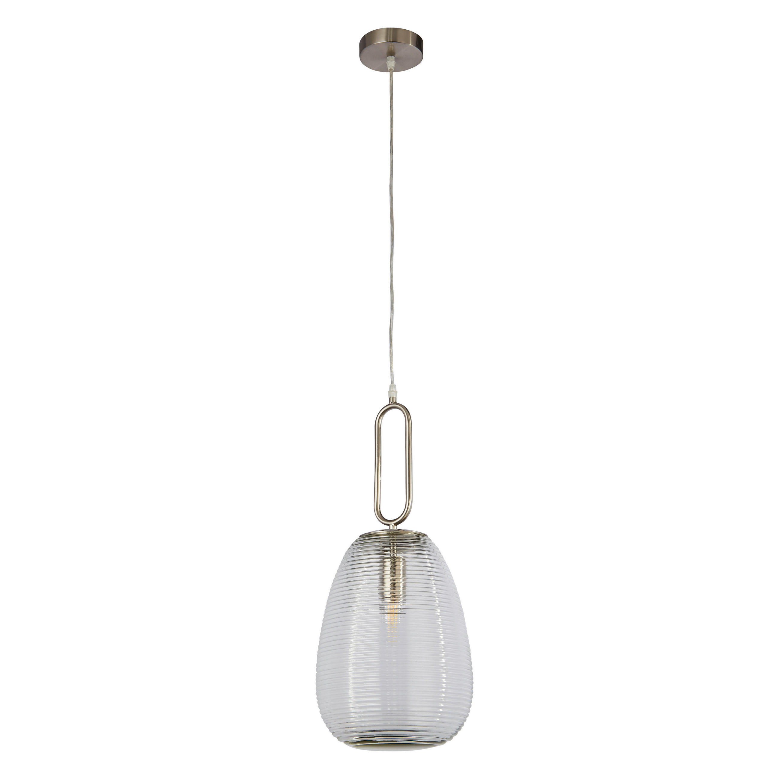 HÄNGELEUCHTE 24/130 cm  - Nickelfarben, KONVENTIONELL, Glas/Metall (24/130cm)