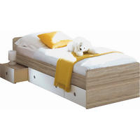 STAURAUMBETT 90/200 cm  in Weiß, Sonoma Eiche  - Eichefarben/Weiß, Design, Holzwerkstoff (90/200cm) - Carryhome