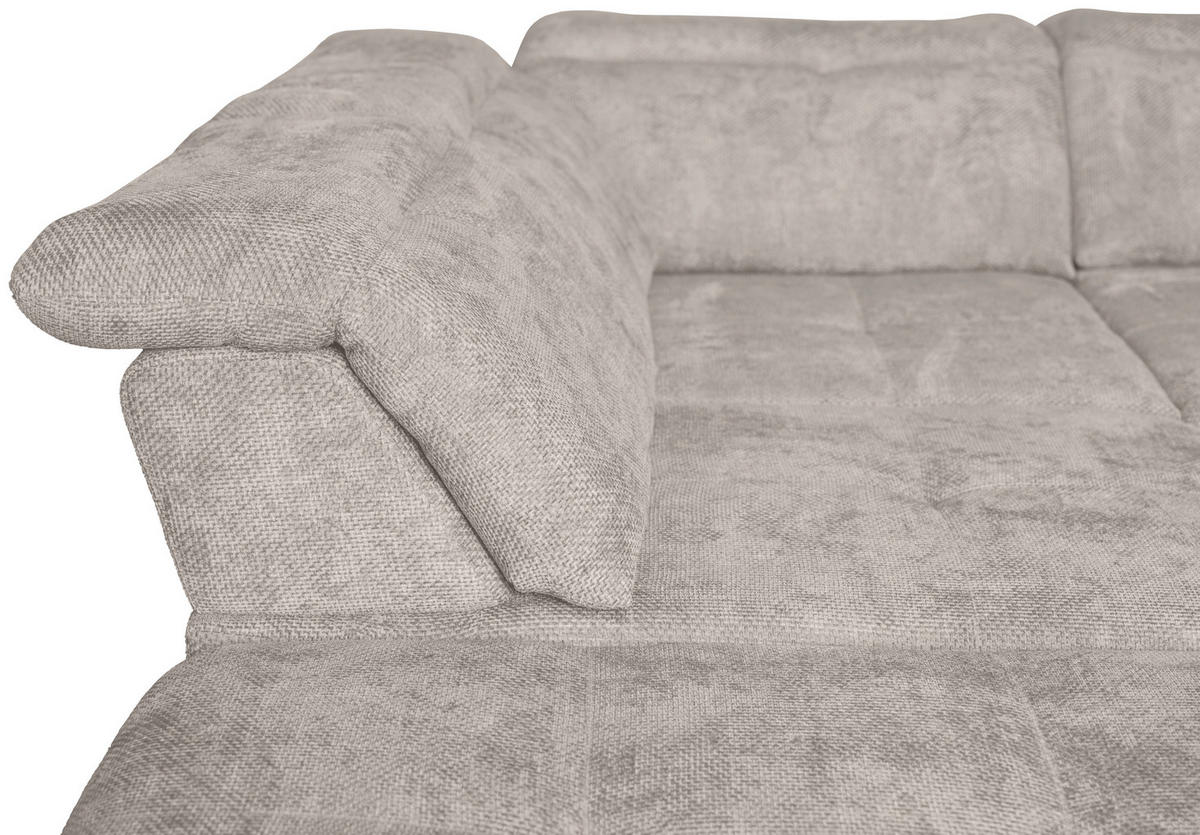 WOHNLANDSCHAFT in Struktur Creme  - Creme/Schwarz, KONVENTIONELL, Textil/Metall (253/357/188cm) - Carryhome
