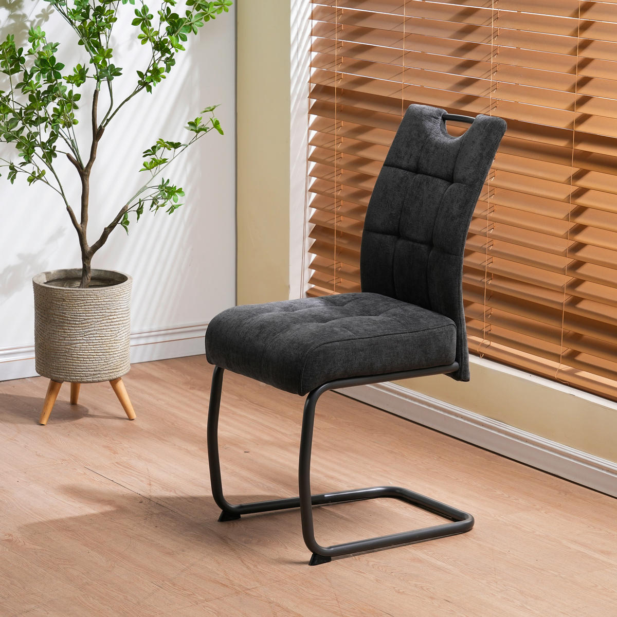 SCHWINGSTUHL   Mikrofaser  - Dunkelgrau/Grau, MODERN, Textil/Metall (44/95/61cm) - MID.YOU