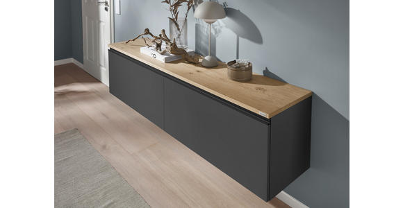 LOWBOARD  180/46/41 cm  erweiterbar, Typenauswahl, Beimöbel erhältlich, umfangreiches Zubehör erhältlich, stehend, hängend  - Eichefarben/Anthrazit, Design, Holzwerkstoff/Kunststoff (180/46/41cm) - Dieter Knoll