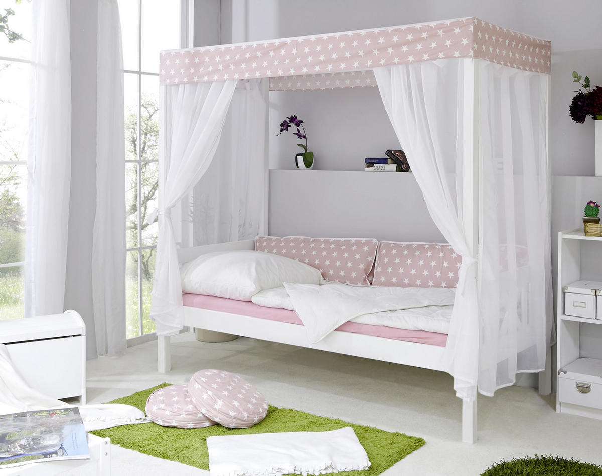 HIMMELBETT 90/200 cm  in Rosa, Weiß  - Weiß/Rosa, MODERN, Holz (90/200cm) - MID.YOU