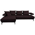 ECKSOFA Fino in Mikrofaser Dunkelbraun  224/305 cm  - Dunkelbraun/Schwarz, Design, Textil/Metall (224/305cm) - Dieter Knoll