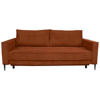 SCHLAFSOFA  mit Liegefunktion, Rücken echt, haustierfreundlicher Bezug Cord Rostfarben  - Rostfarben/Schwarz, KONVENTIONELL, Textil/Metall (222/93/98cm) - Carryhome