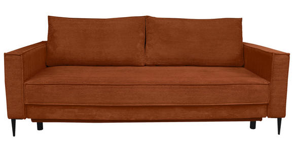 SCHLAFSOFA  mit Liegefunktion, Rücken echt, haustierfreundlicher Bezug Cord Rostfarben  - Rostfarben/Schwarz, KONVENTIONELL, Textil/Metall (222/93/98cm) - Carryhome