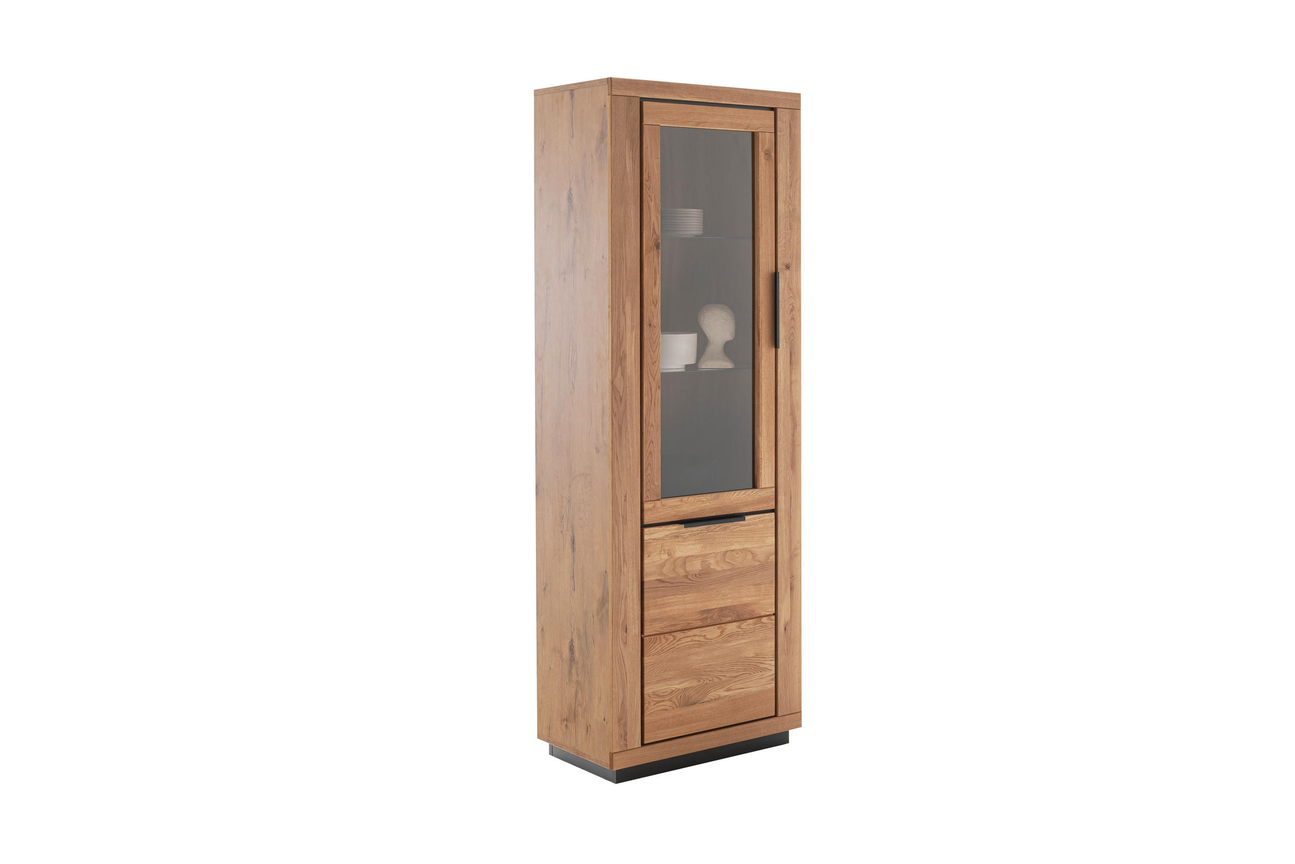 VITRINE in Wildeiche Wildeiche  - Wildeiche/Schwarz, Design, Glas/Holz (72/200/40cm) - MID.YOU