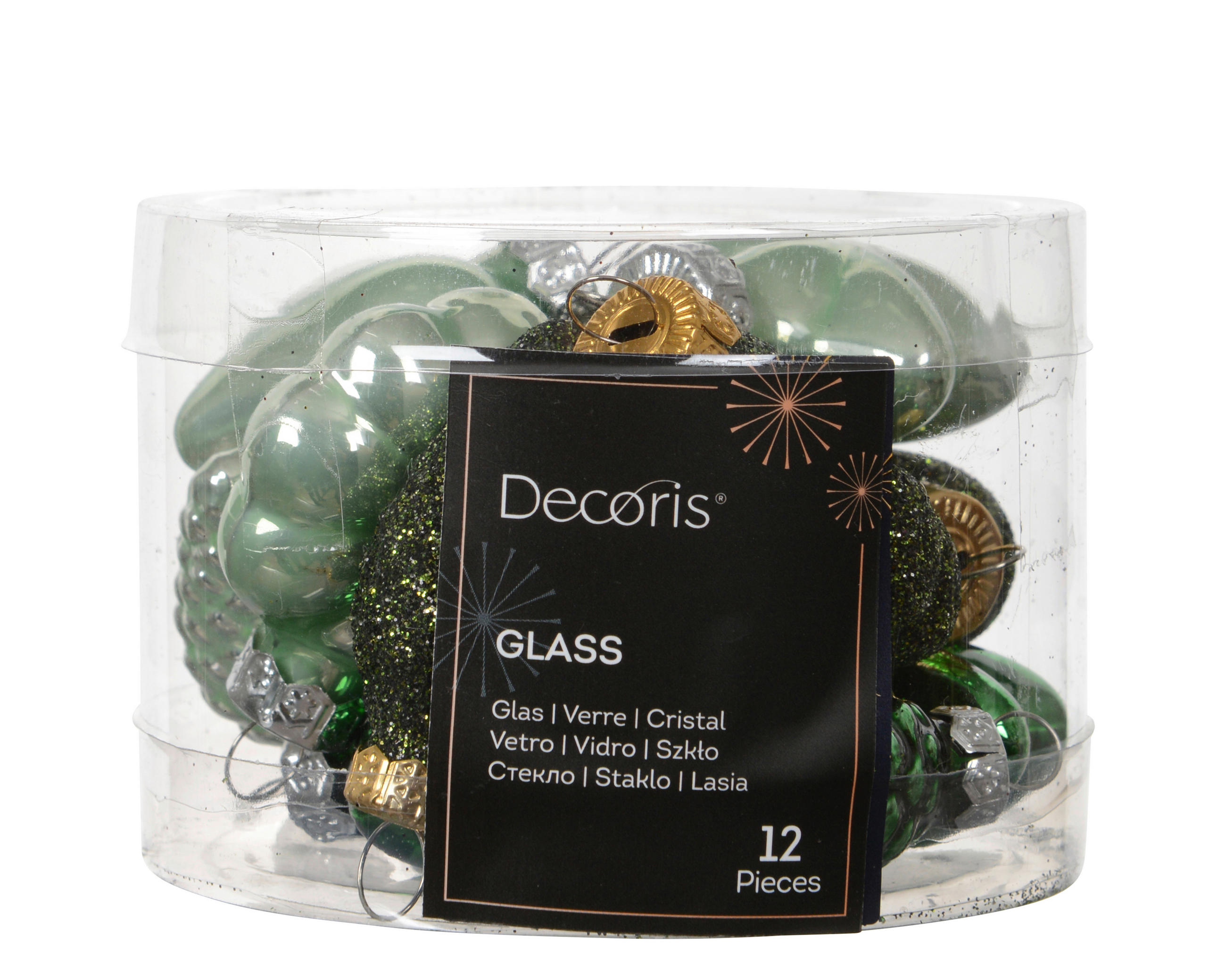 CHRISTBAUMKUGEL-SET  - Grün, Basics, Glas (2/4/4cm)