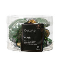 CHRISTBAUMKUGEL-SET  - Grün, Basics, Glas (2/4/4cm)