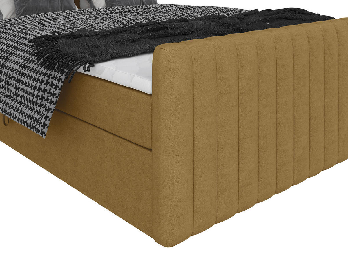 BOXBETT 160/200 cm  in Senfgelb  - Senfgelb/Schwarz, Basics, Kunststoff/Textil (160/200cm) - Carryhome