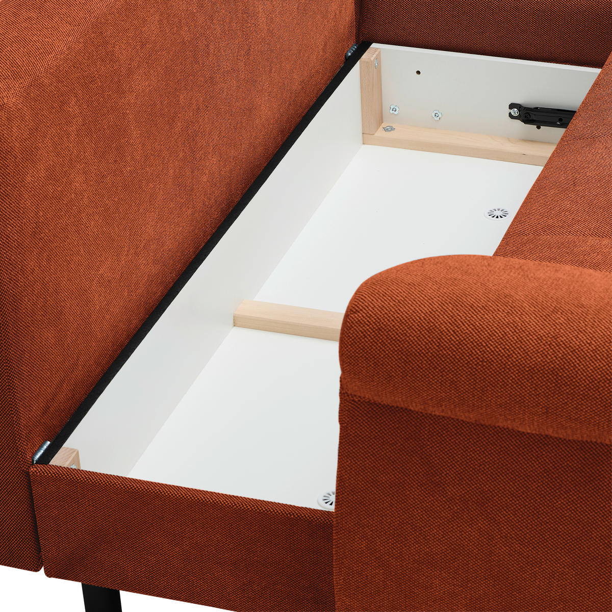 ECKSOFA Rostfarben Flachgewebe  - Rostfarben/Schwarz, Design, Kunststoff/Textil (278/175cm) - Xora