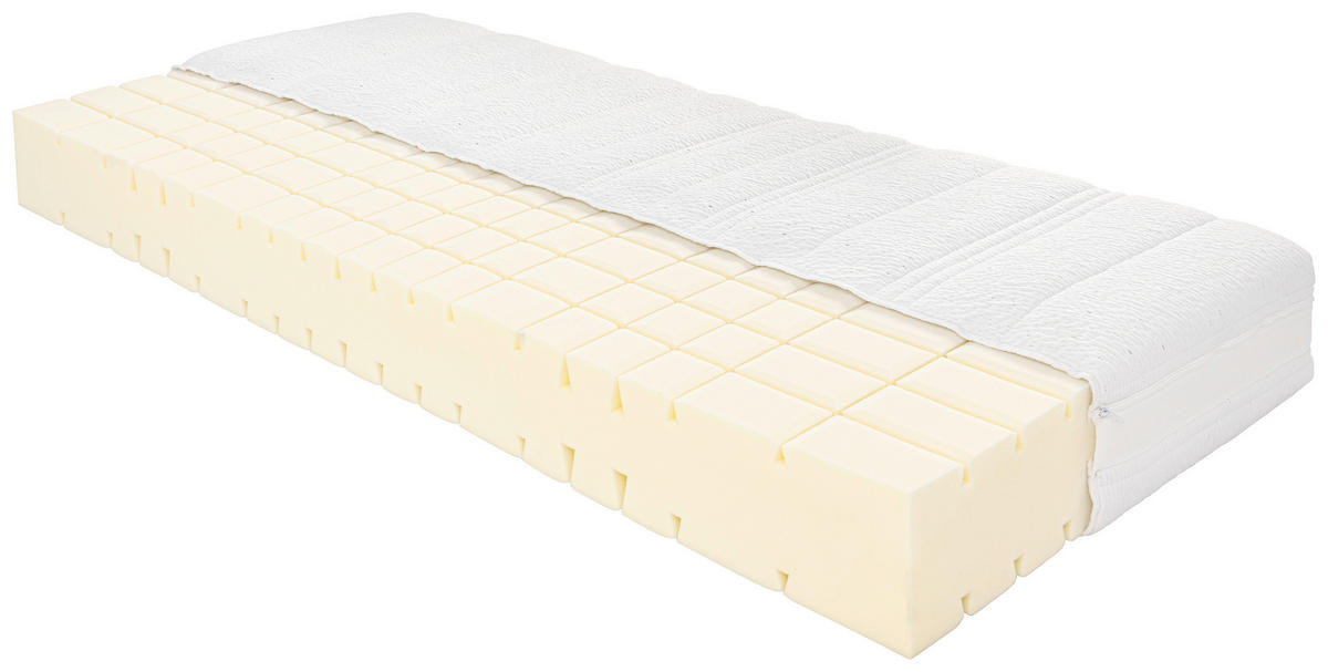 Kaltschaummatraze MATRIX 80/200 cm, Höhe ca.: 21 cm, H4 = sehr fest, 7-Zonen - Weiß, Textil (80/200cm) - Sembella