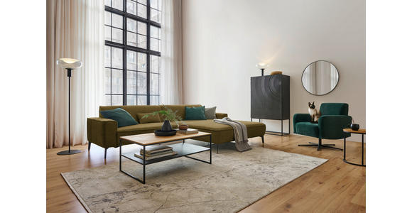 ECKSOFA  in Flachgewebe Khaki  285/190 cm  - Khaki/Schwarz, Design, Textil/Metall (285/190cm) - Johann Jakob