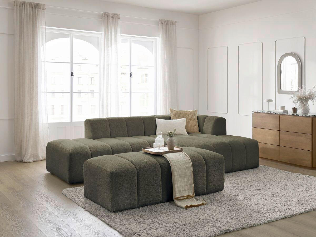 ECKSOFA  ANNECY Grün Bouclé  - Schwarz/Grün, MODERN, Kunststoff/Textil (262/170cm)