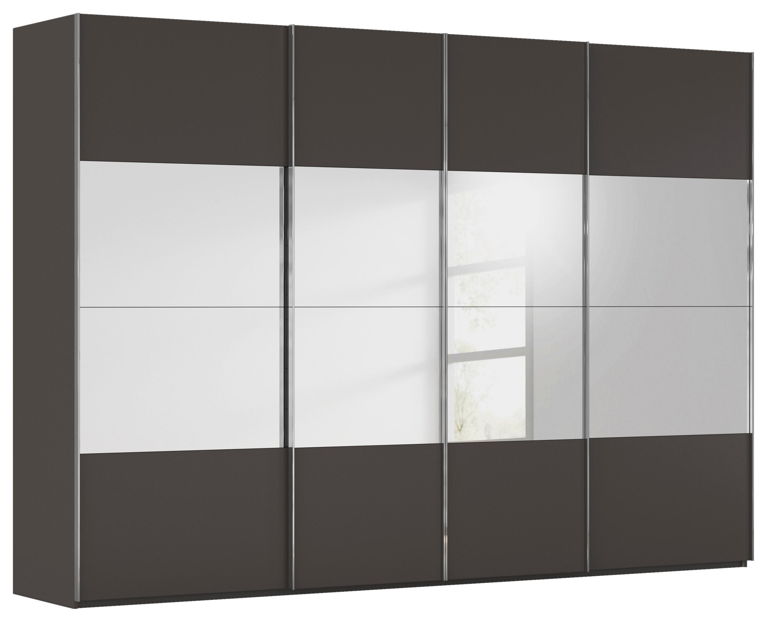SCHWEBETÜRENSCHRANK 316/235/68 cm 4-türig Graphitfarben  - Chromfarben/Graphitfarben, Design, Glas/Holzwerkstoff (316/235/68cm) - Novel