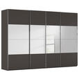 SCHWEBETÜRENSCHRANK  in Graphitfarben  - Chromfarben/Graphitfarben, Design, Glas/Holzwerkstoff (316/235/68cm) - Novel