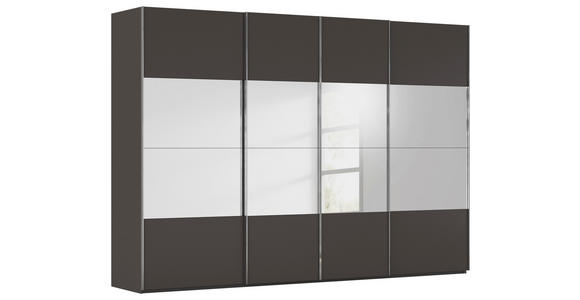 SCHWEBETÜRENSCHRANK  in Graphitfarben  - Chromfarben/Graphitfarben, Design, Glas/Holzwerkstoff (316/235/68cm) - Novel