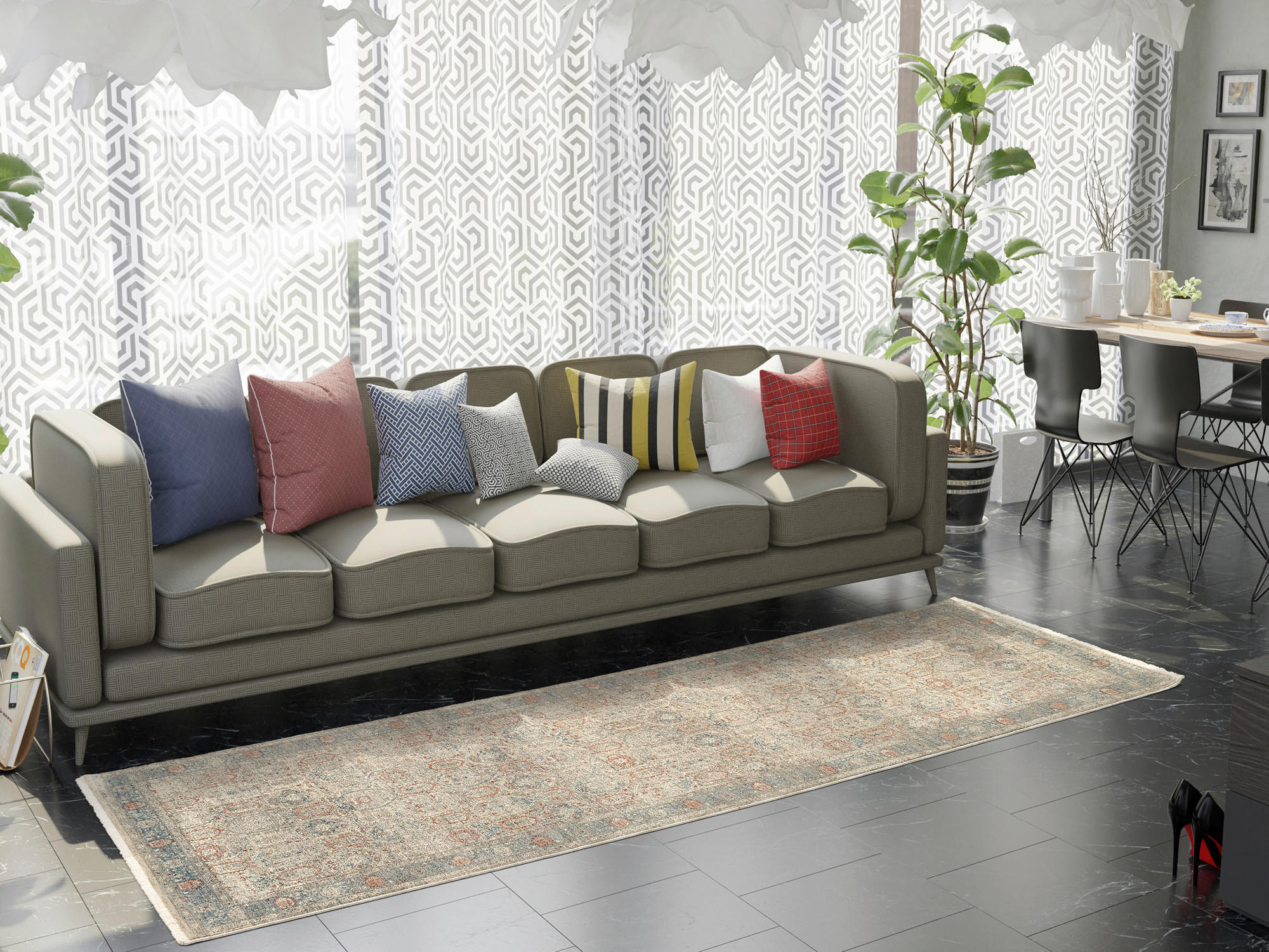 LÄUFER 80/240 cm  - Blau/Grau, Design, Textil (80/240cm) - Cazaris