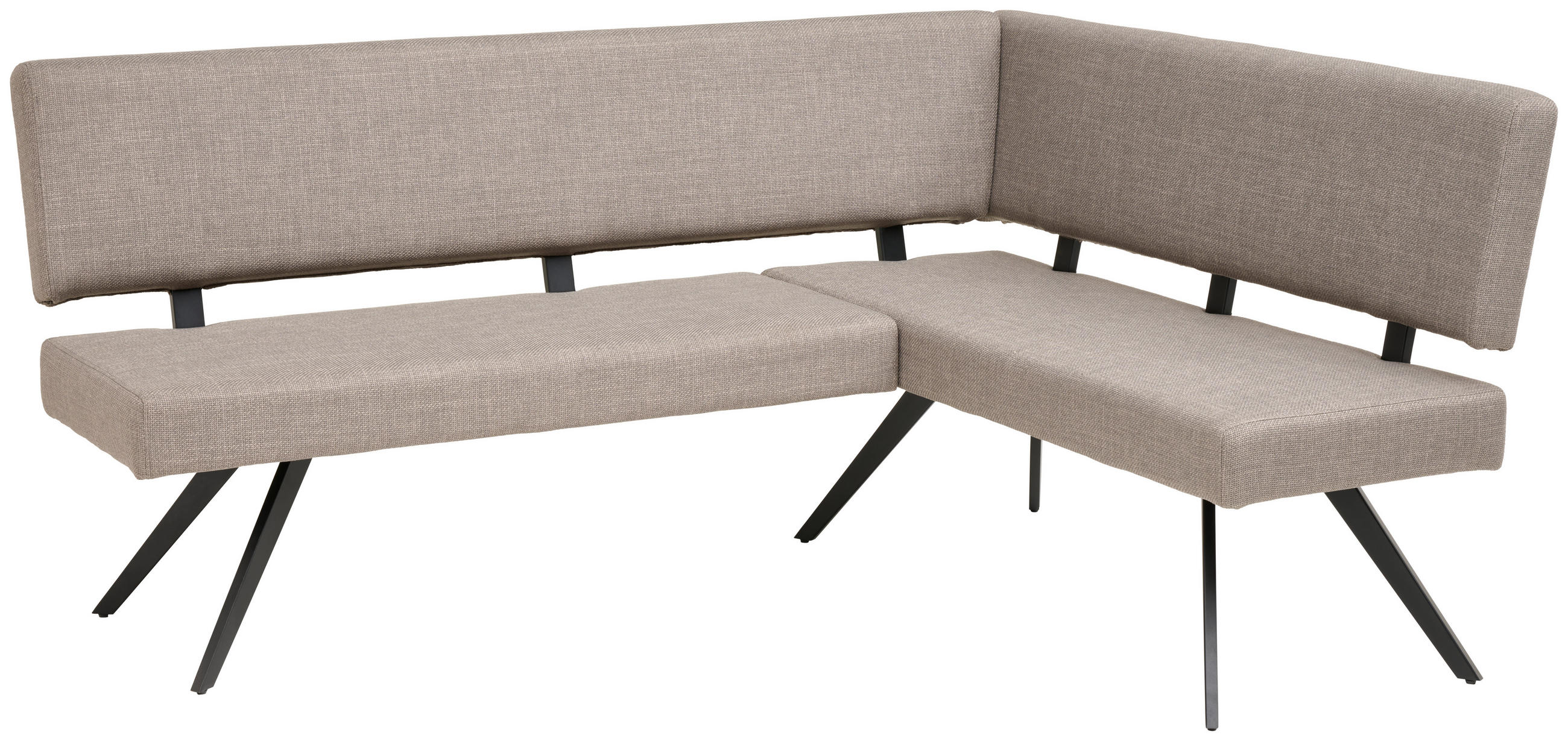 ECKBANK 190/150 cm Webstoff Hellgrau   - Hellgrau/Schwarz, KONVENTIONELL, Textil/Metall (190/150cm) - Livetastic