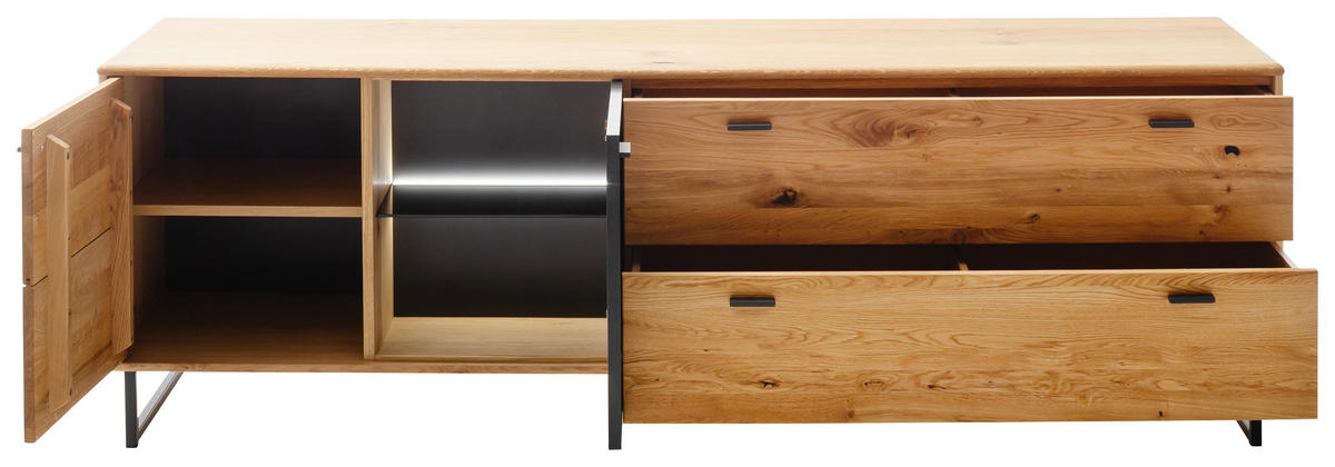 LOWBOARD  in 209/68/50 cm  - Wildeiche/Anthrazit, Design, Glas/Holz (209/68/50cm) - MID.YOU