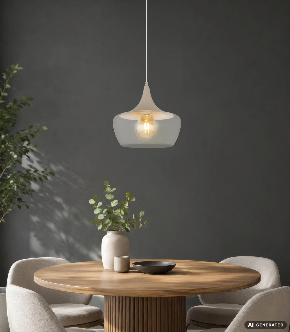 HÄNGELEUCHTE Arola 30/120 cm  - Sandfarben/Klar, Design, Glas/Kunststoff (30/120cm) - Globo