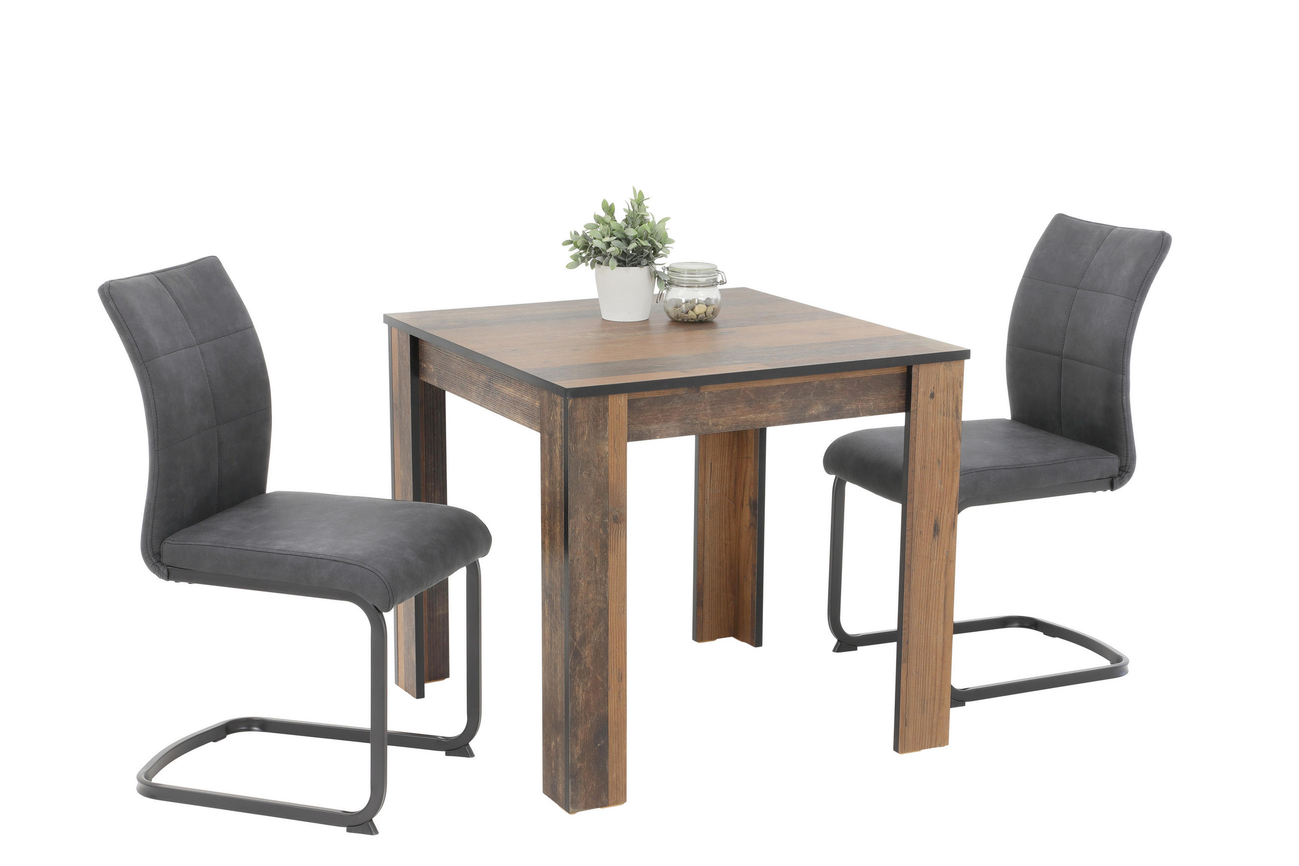 P & B Tischgruppe Anthrazit, Alteiche 80x76x80 cm