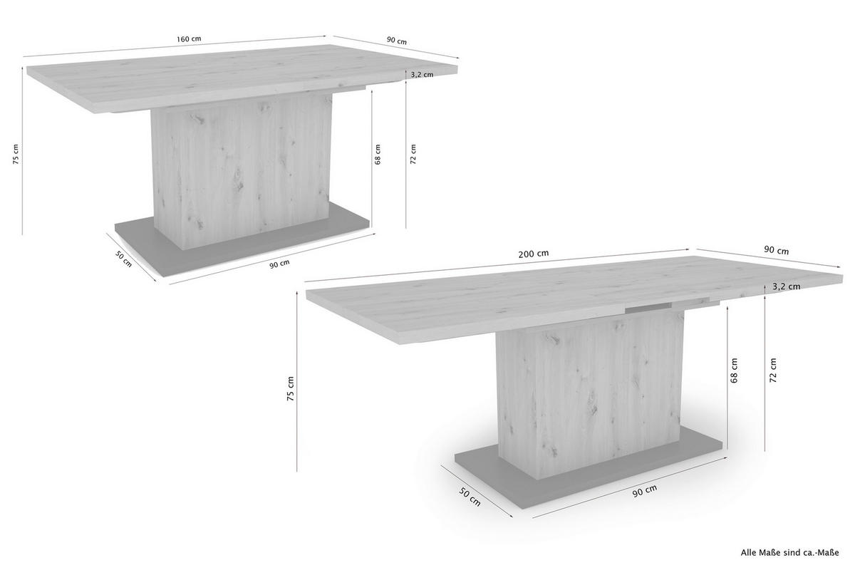 ESSTISCH in Holzwerkstoff 160/90/75 cm  - Anthrazit/Grau, MODERN, Holzwerkstoff (160/90/75cm) - MID.YOU