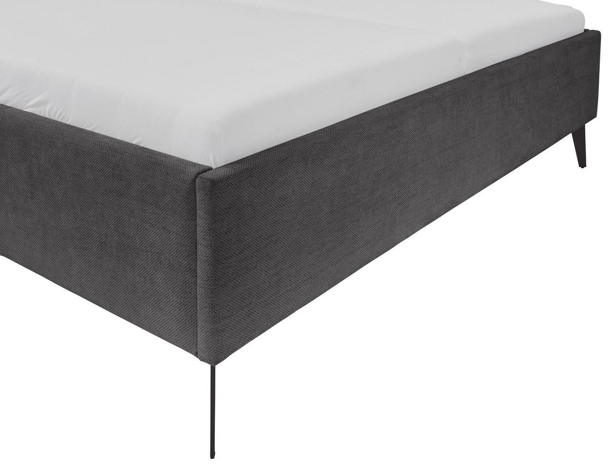 POLSTERBETT 160/200 cm  in Anthrazit  - Anthrazit/Schwarz, Design, Textil/Metall (160/200cm) - Xora