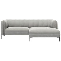 ECKSOFA Grau Chenille, Webstoff, Flachgewebe  - Schwarz/Grau, Design, Holz/Textil (211/149cm) - Livetastic