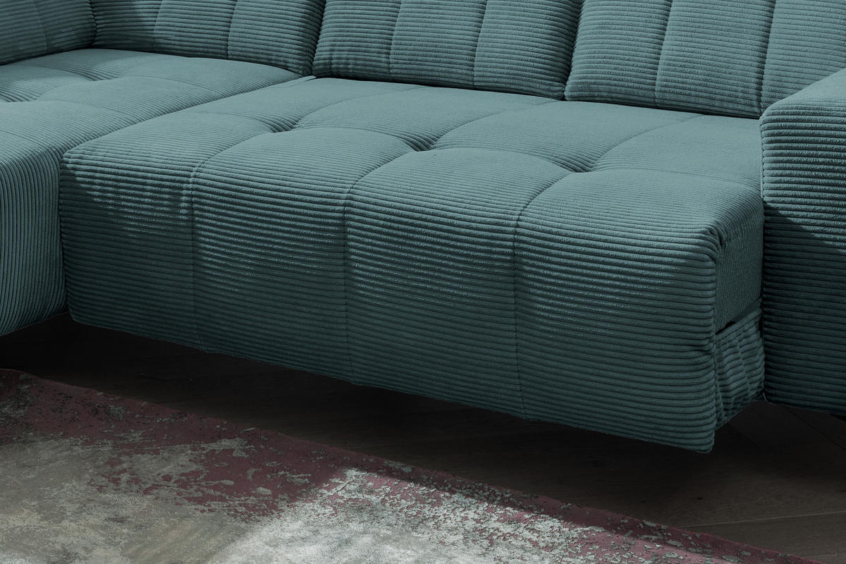 ECKSOFA in Cord Petrol  - Petrol/Schwarz, Modern, Textil/Metall (200/261cm) - Livetastic