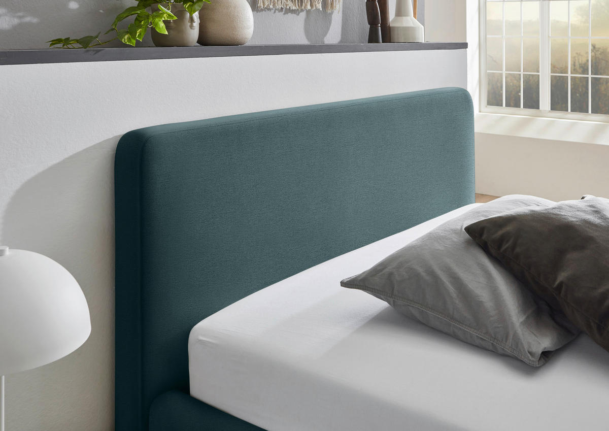 POLSTERBETT Lattenrost, Bettkasten 140/200 cm  in Blau  - Blau/Eichefarben, Design, Holz/Textil (140/200cm) - Xora