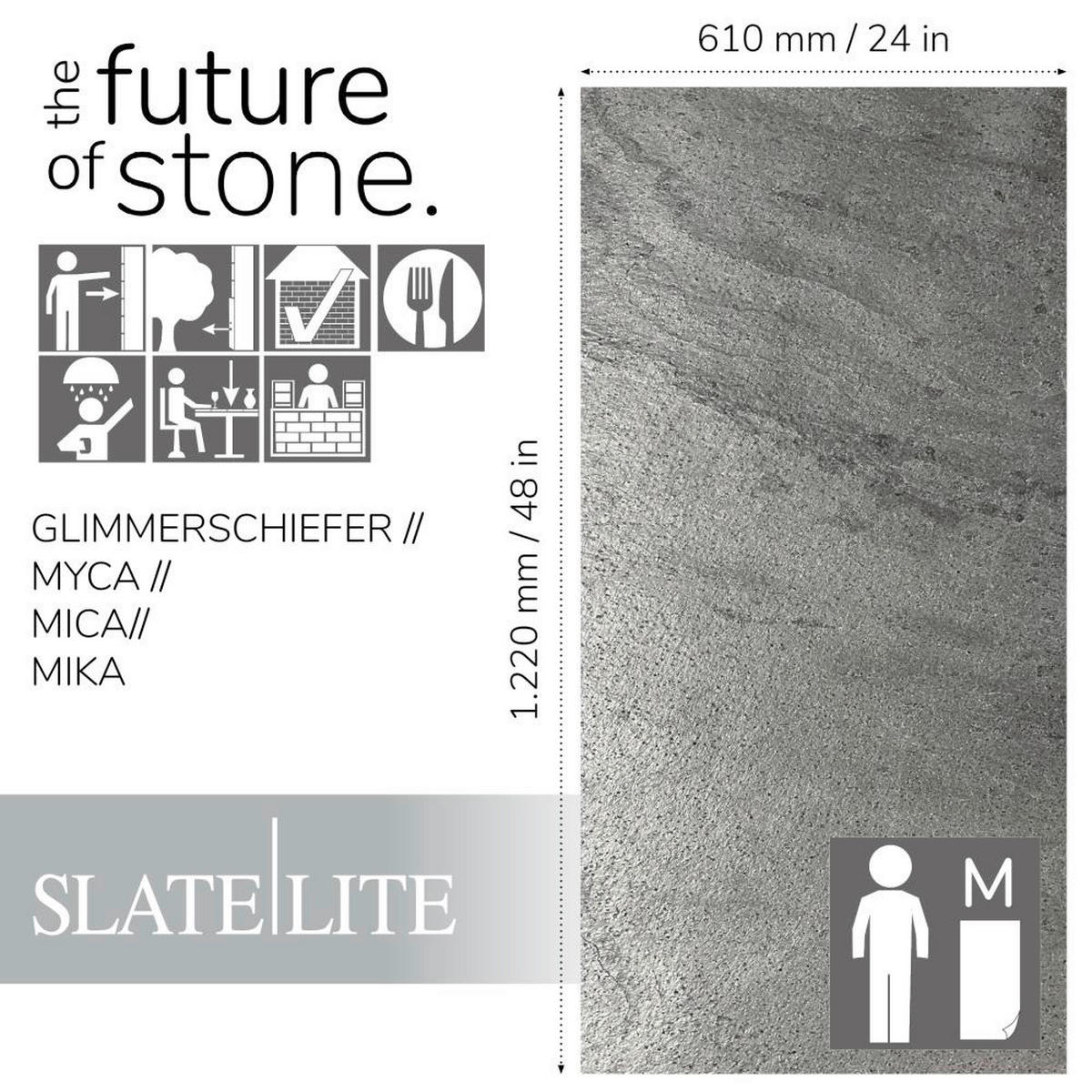 WANDPANEEL Anthrazit, Grau, Silberfarben, Dunkelgrau  - Dunkelgrau/Anthrazit, Basics, Kunststoff/Stein (122/61cm)