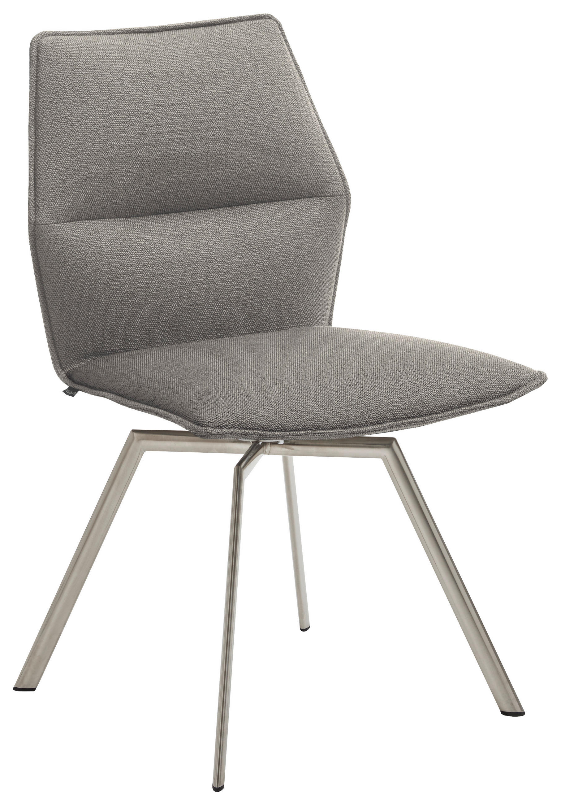 STUHL  Lederauswahl, Stoffauswahl, Typenauswahl, Sitzfläche 360° drehbar   Edelstahlfarben, Graubraun  - Edelstahlfarben/Graubraun, Design, Textil/Metall (49/86/60cm) - Venjakob