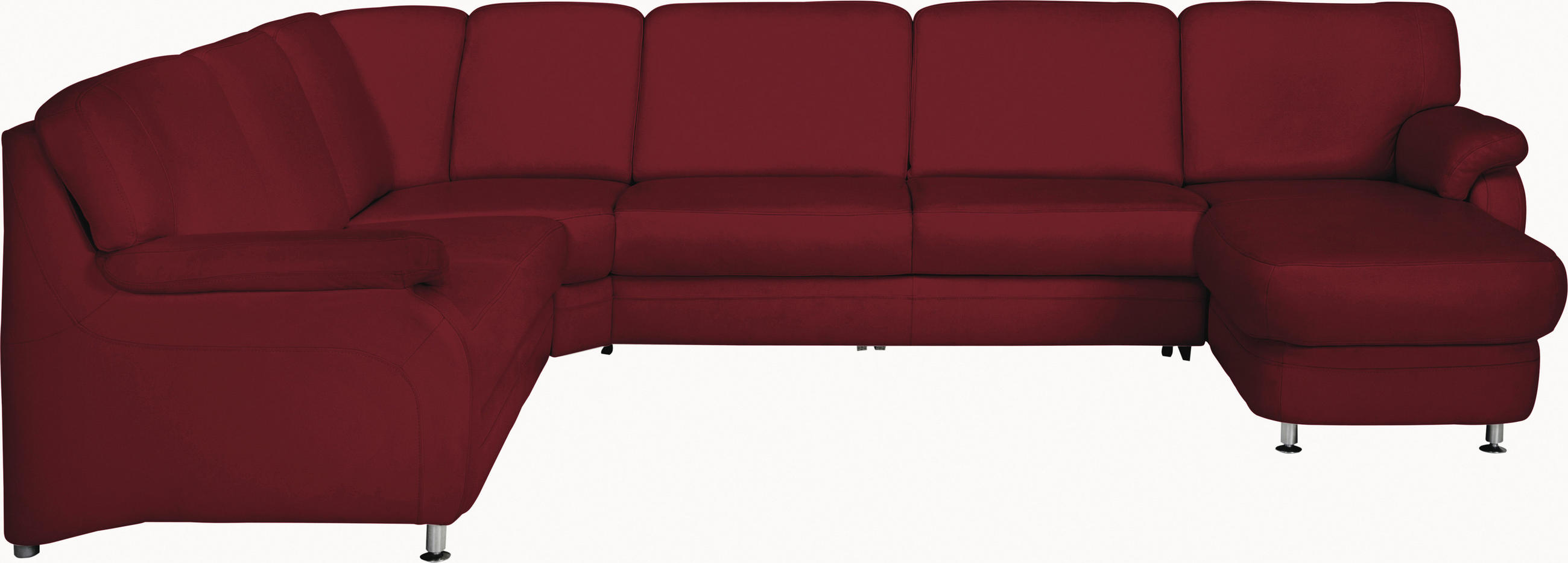 WOHNLANDSCHAFT Rot Echtleder  - Rot/Alufarben, KONVENTIONELL, Leder/Metall (239/329/165cm) - Beldomo Premium