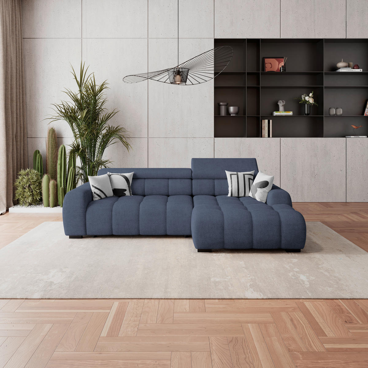 HÖRNSOFFA i vävt tyg blå  - blå/svart, Trend, textil/plast (285/168cm) - Livetastic