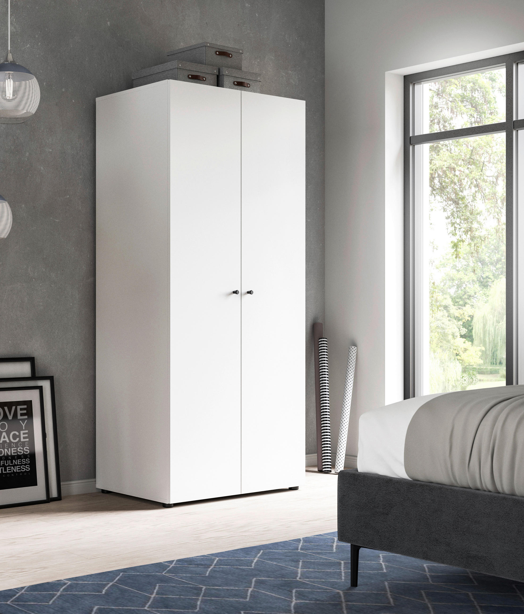 DREHTÜRENSCHRANK 80/176/51 cm,  in Weiß, 2-türig  - Schwarz/Weiß, MODERN, Holzwerkstoff/Kunststoff (80/176/51cm) - MID.YOU