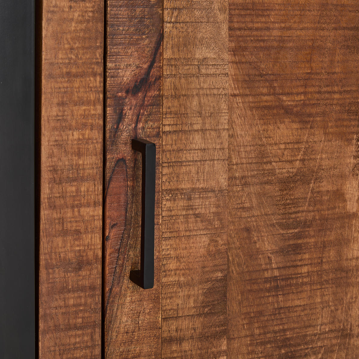 VITRINE  in vollmassiv Mangoholz Naturfarben  - Schwarz/Naturfarben, LIFESTYLE, Glas/Holz (90/142/40cm) - Landscape