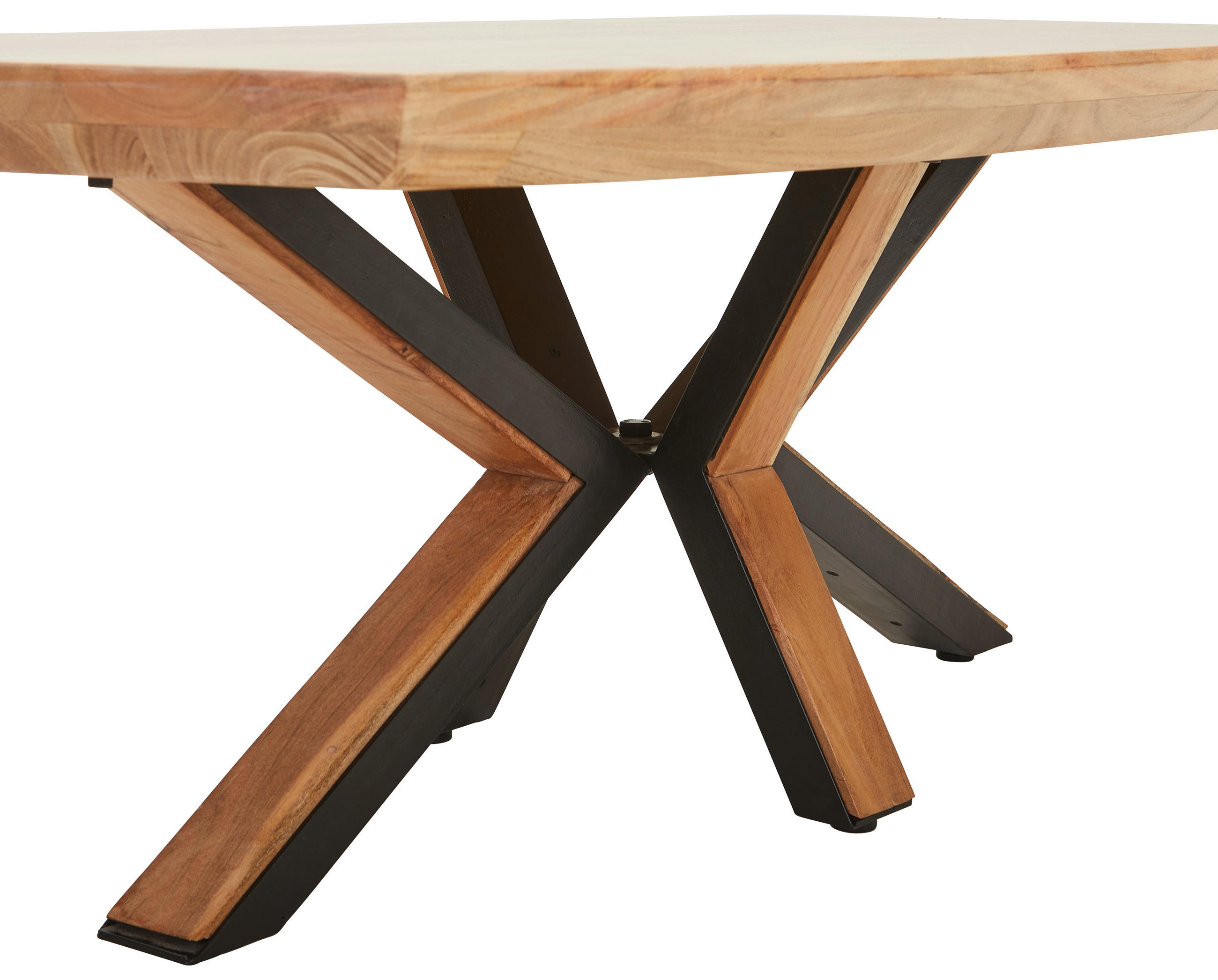 COUCHTISCH Akazie vollmassiv 120/70/46 cm rechteckig Schwarz, Akaziefarben  - Schwarz/Akaziefarben, LIFESTYLE, Holz/Metall (120/70/46cm) - Landscape