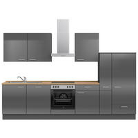 KÜCHENLEERBLOCK 330 cm   in Eichefarben, Schieferfarben  - Schieferfarben/Edelstahlfarben, MODERN, Holzwerkstoff/Metall (330cm) - Nobilia