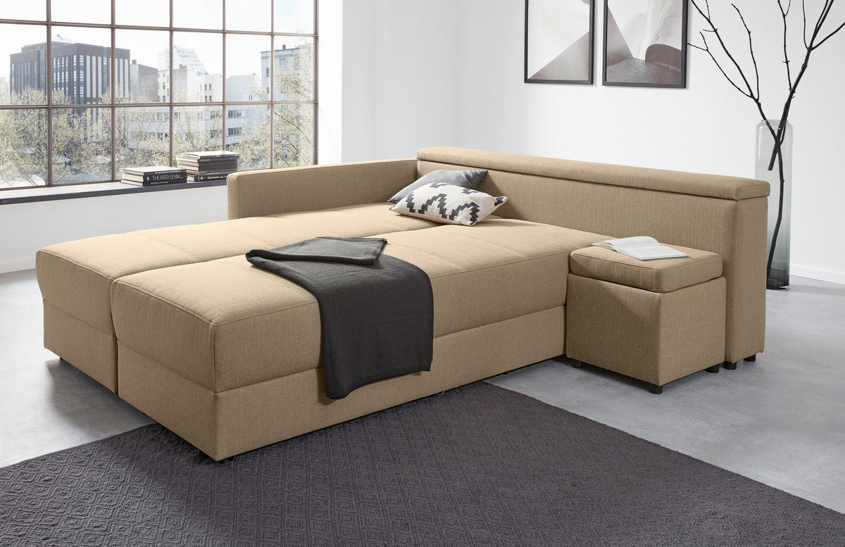 ECKSOFA in Webstoff Beige  287/229 cm  - Beige/Schwarz, Design, Kunststoff/Textil (287/229cm) - LOOKS by W.Joop