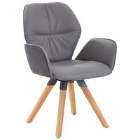 ARMLEHNSTUHL  in Echtleder pigmentiert  - Wildeiche/Graphitfarben, Design, Leder/Holz (62/91/59cm) - Valdera